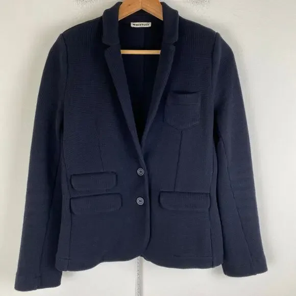 Whistles Black Knit Slim Fit Blazer Size 6